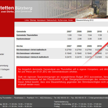 Skandalöse Steuererhöhung in Thunstetten