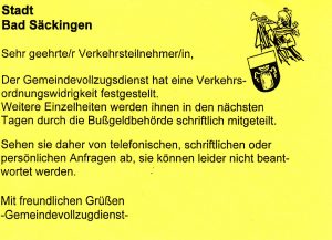 Bussenankündigung Ordnungsamt Bad Säckingen